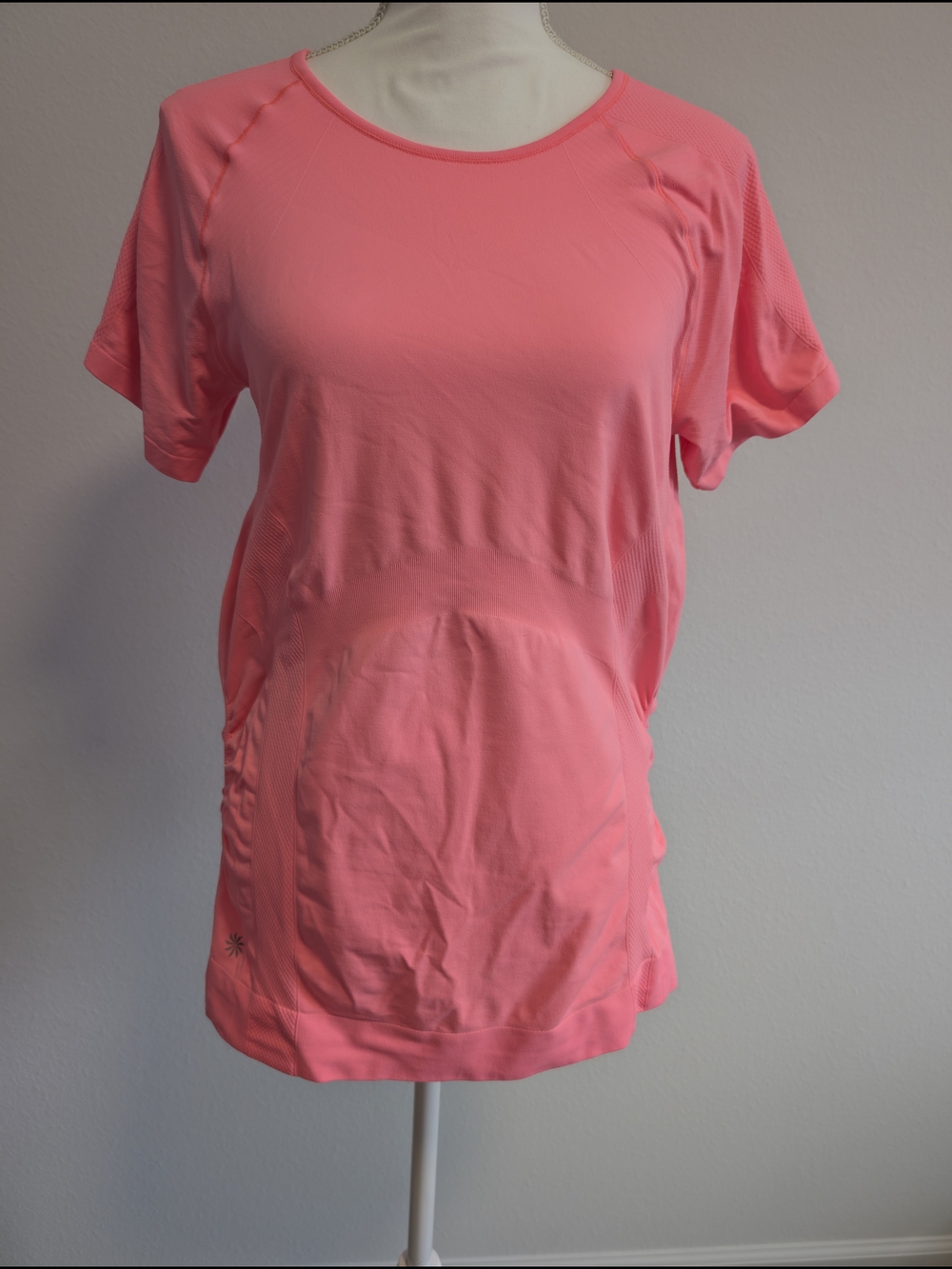 Athleta Pink Seamless Short Sleeve Activewear Tee Top Size XL
